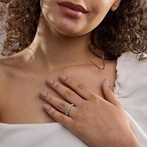 14k White Gold Lab Grown Diamond 3.00ct Round Eternity Band for $1365